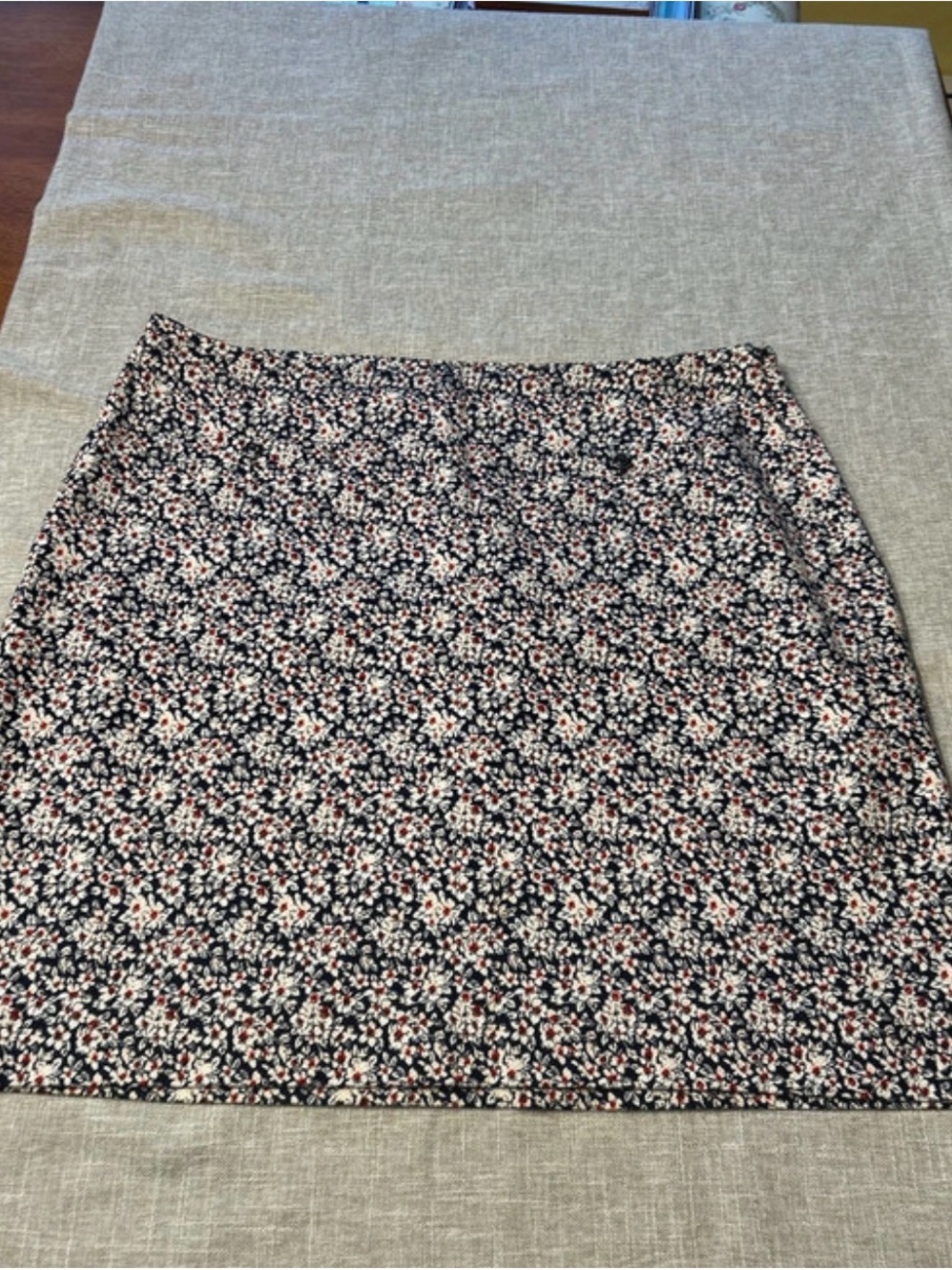 Floral A-Line Mini Skirt - Navy with Pink & White Flowers
